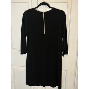 Michael Kors Women's Black 3/4 Sleeve Dress Gold Back Zipper M Classic Church